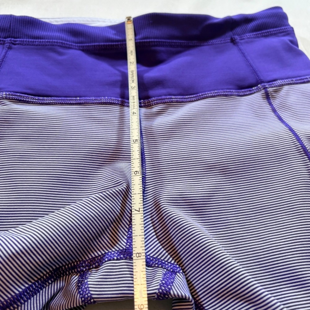 Lululemon Run Turbo Crop Womens 4 Purple Striped Luxtreme Athletic Leggings - Picture 5 of 7